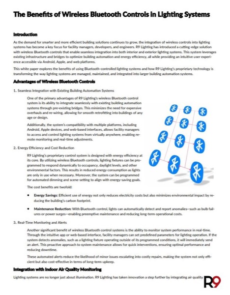 White paper — The Benefits of Wireless Bluetooth Controls in Lighting Systems